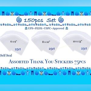 Clear Bags~3 Sizes -A 150pcs Boutique Starter Bundle🌿🆕🌿75ct Bags & 75ct Stickers